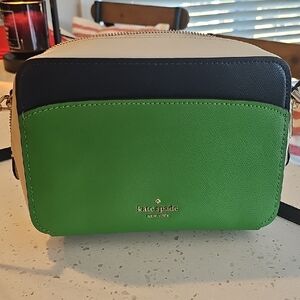 Kate Spade Green, Navy, and Cream Crossbody Bag